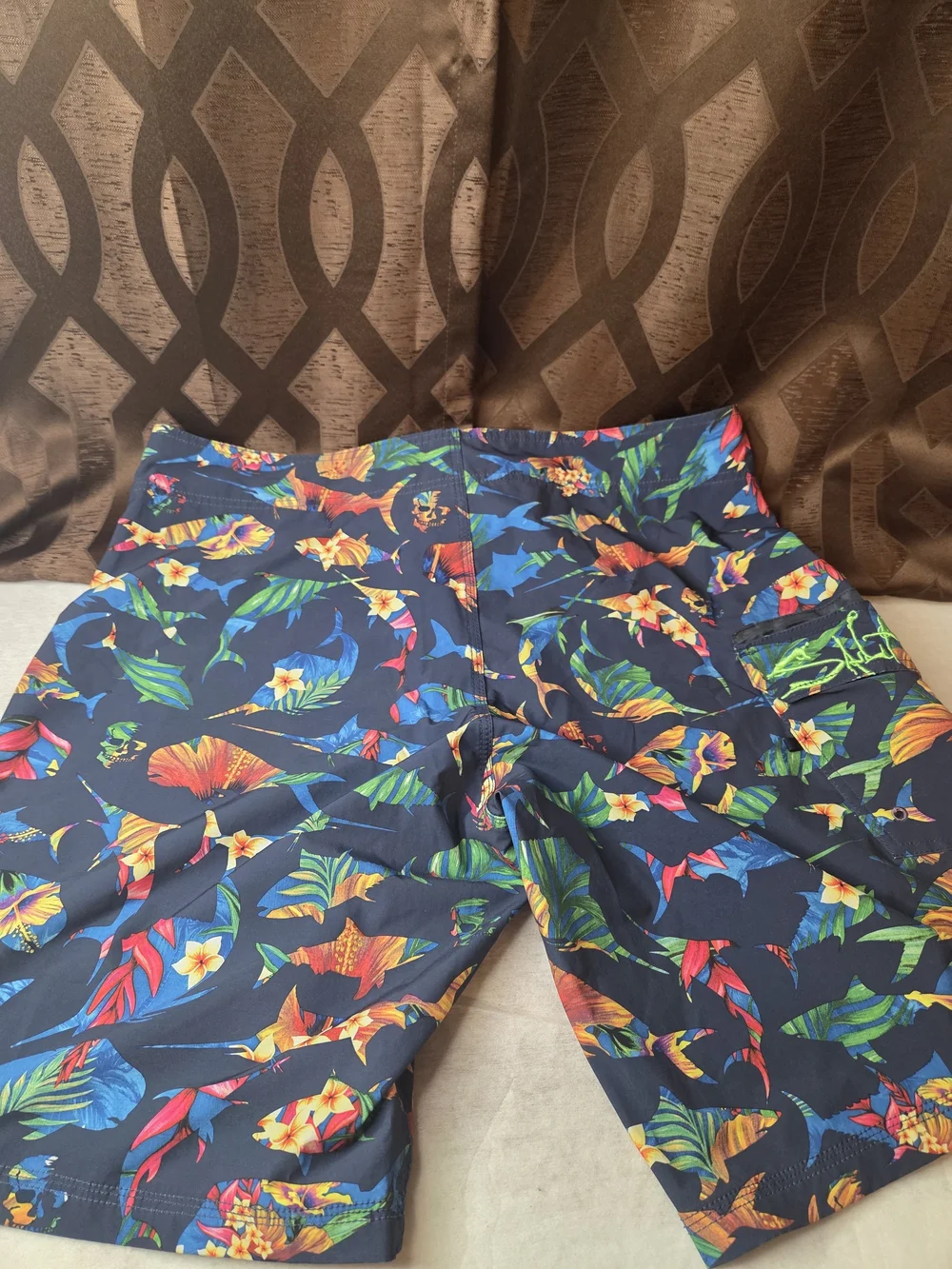 Salt Life Men’s Navy Tropical Floral Skull Swim Trunks
